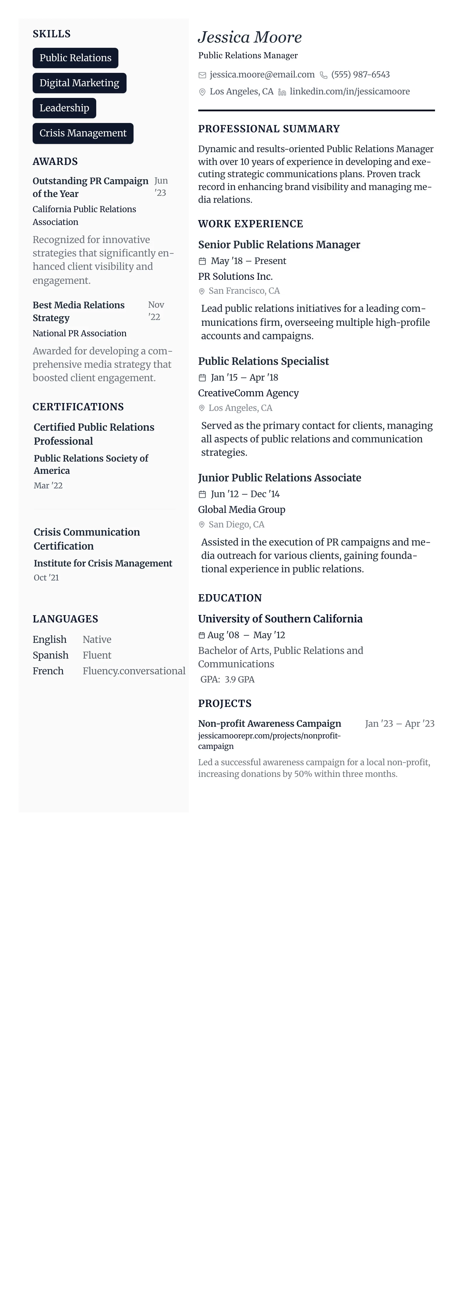 The Vanguard template preview