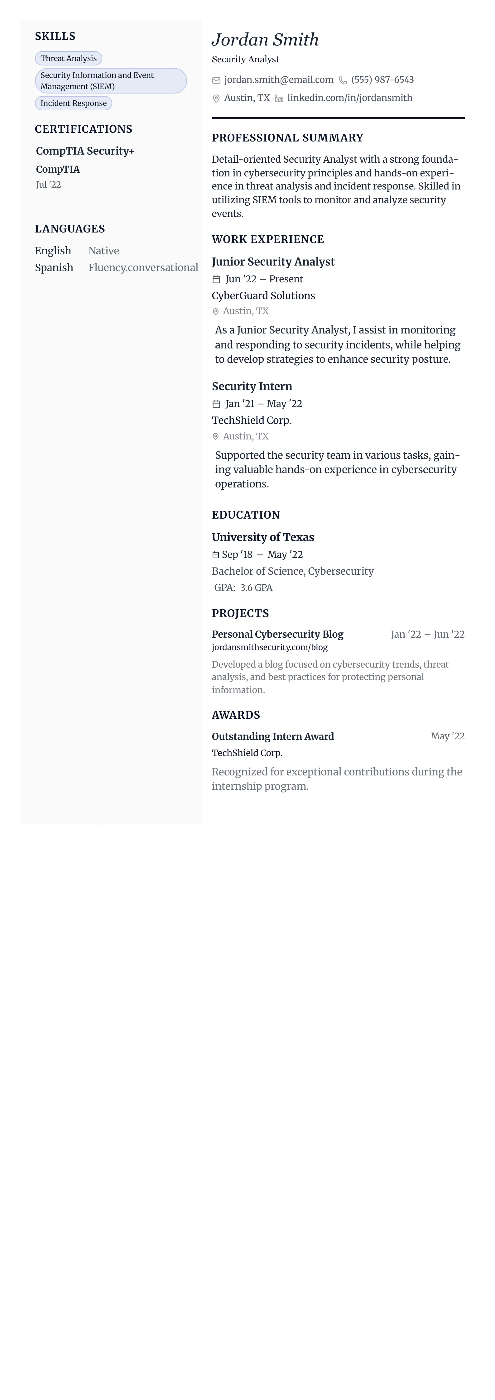 The Vanguard template preview