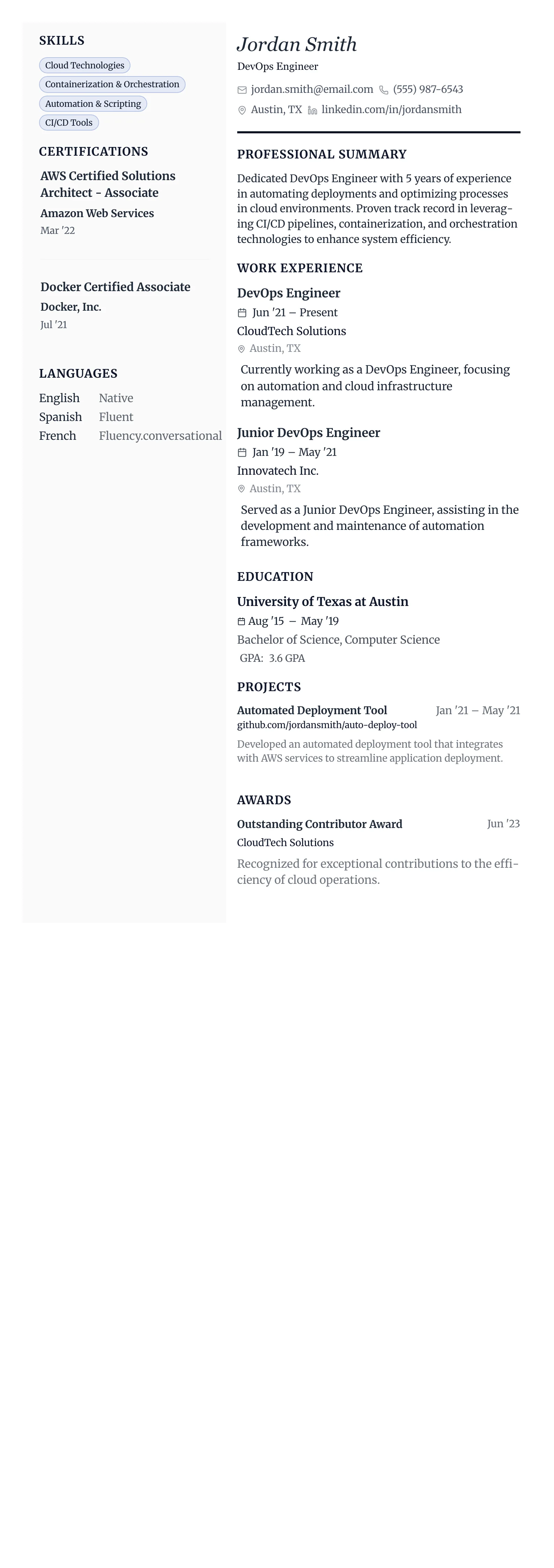 The Vanguard template preview