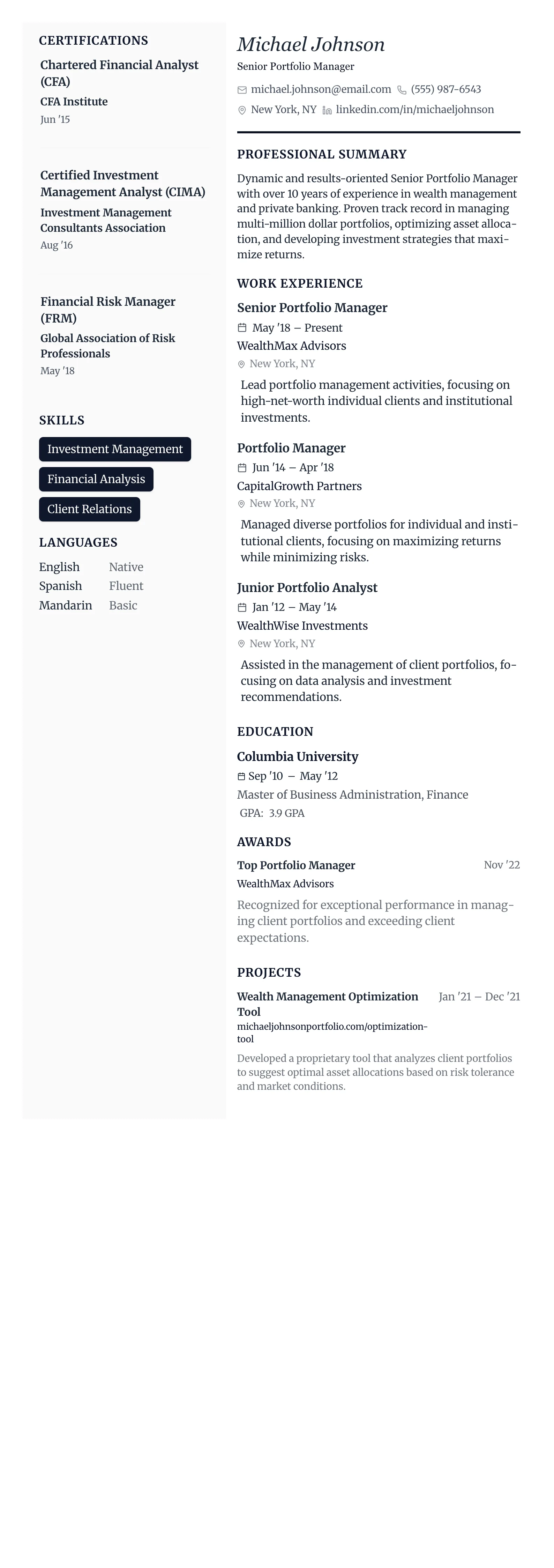 The Vanguard template preview