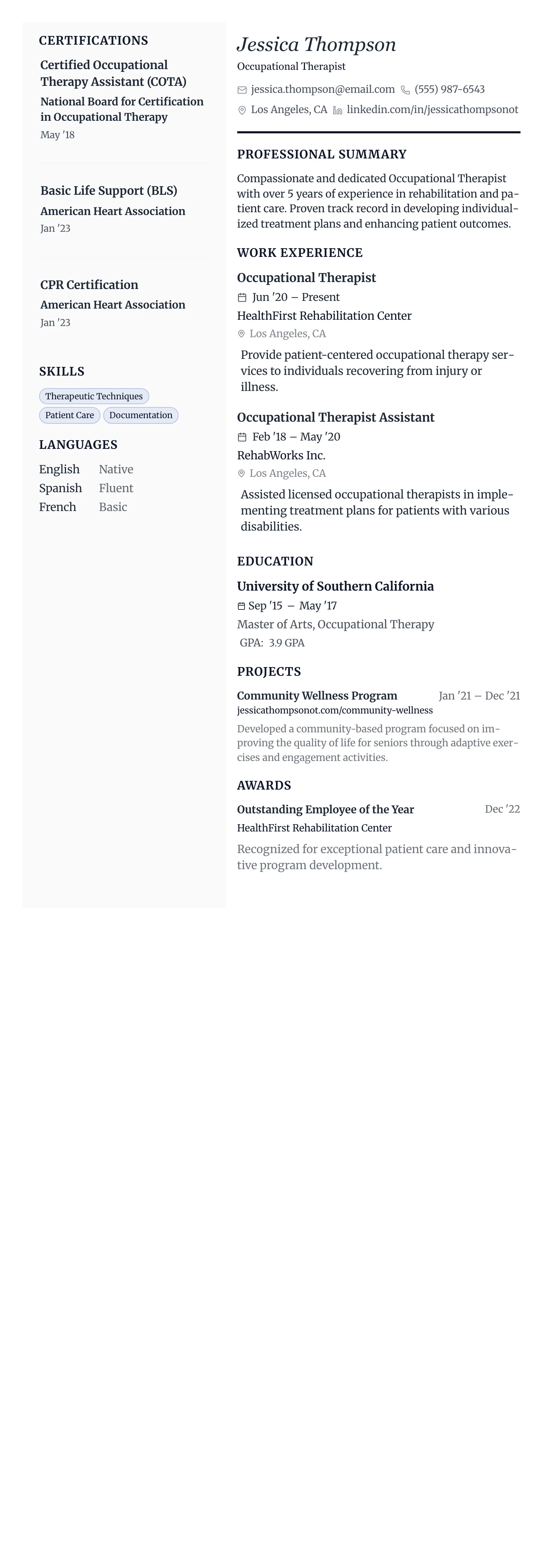 The Vanguard template preview